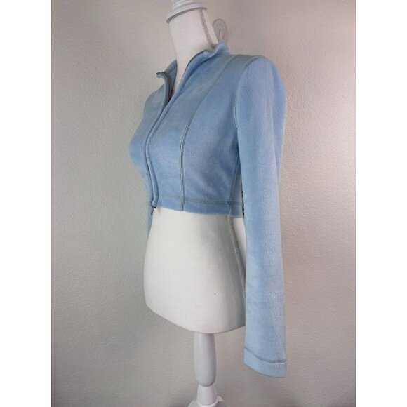 Urban Outfitters Out from Under women's small blue long sleeve cropped fuzzy top - Picture 5 of 11